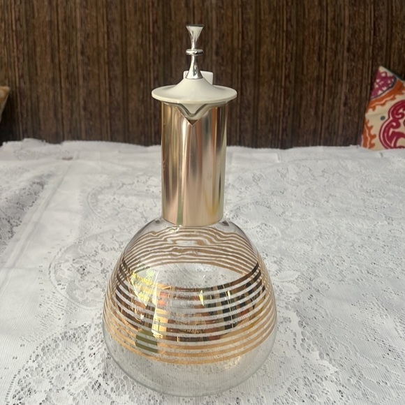 Vintage Colony Glass Retro Gold Striped Beverage Carafe - Picture 5 of 6